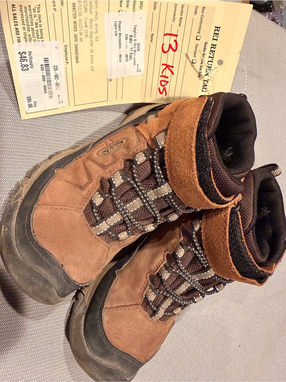 Keen Kids Brown Suede Hiking Boots size 13